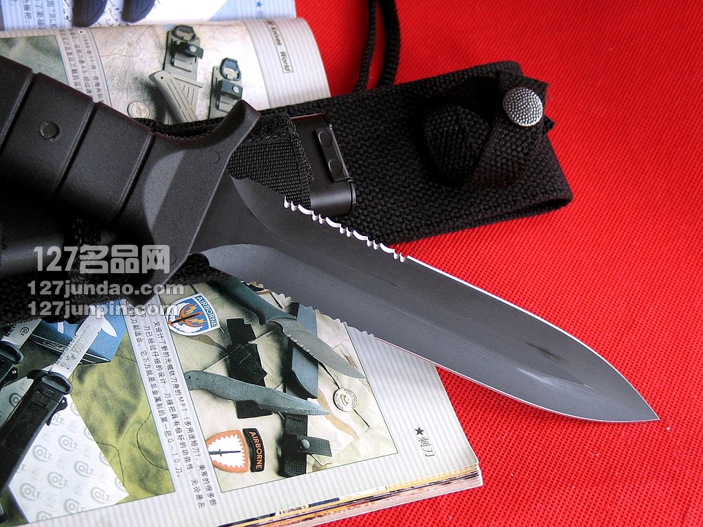 德国索林根 KM5000双刃半齿 特种部队战斗刀 军刀 127名刀