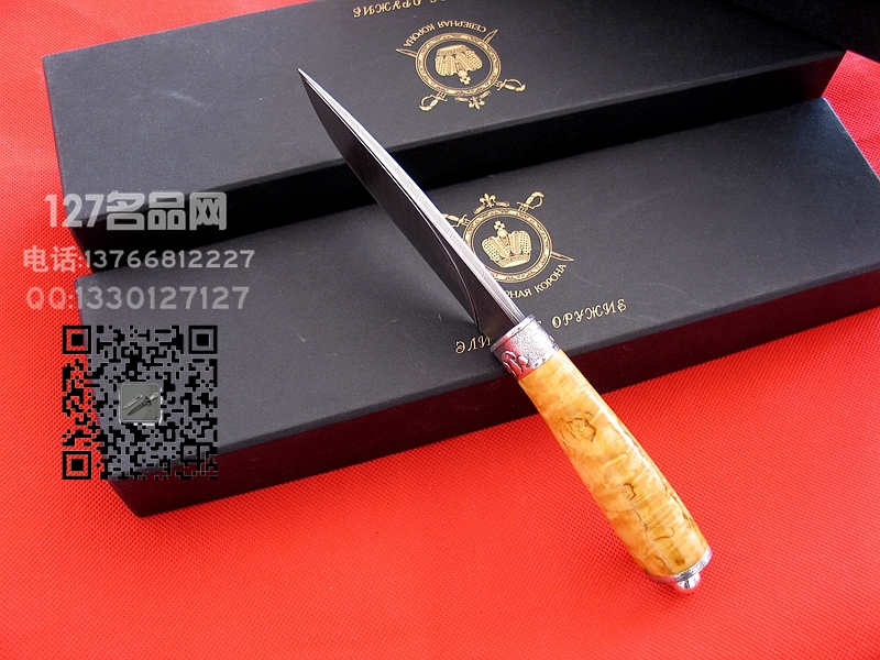 俄罗斯 蘑菇云 银蚀刻柄大马士革猎刀 经典收藏刀 世界名刀