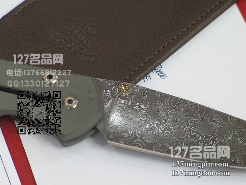 美国克里斯·里夫Chris Reeve雨滴纹大马士革嵌红宝石雕花大沙