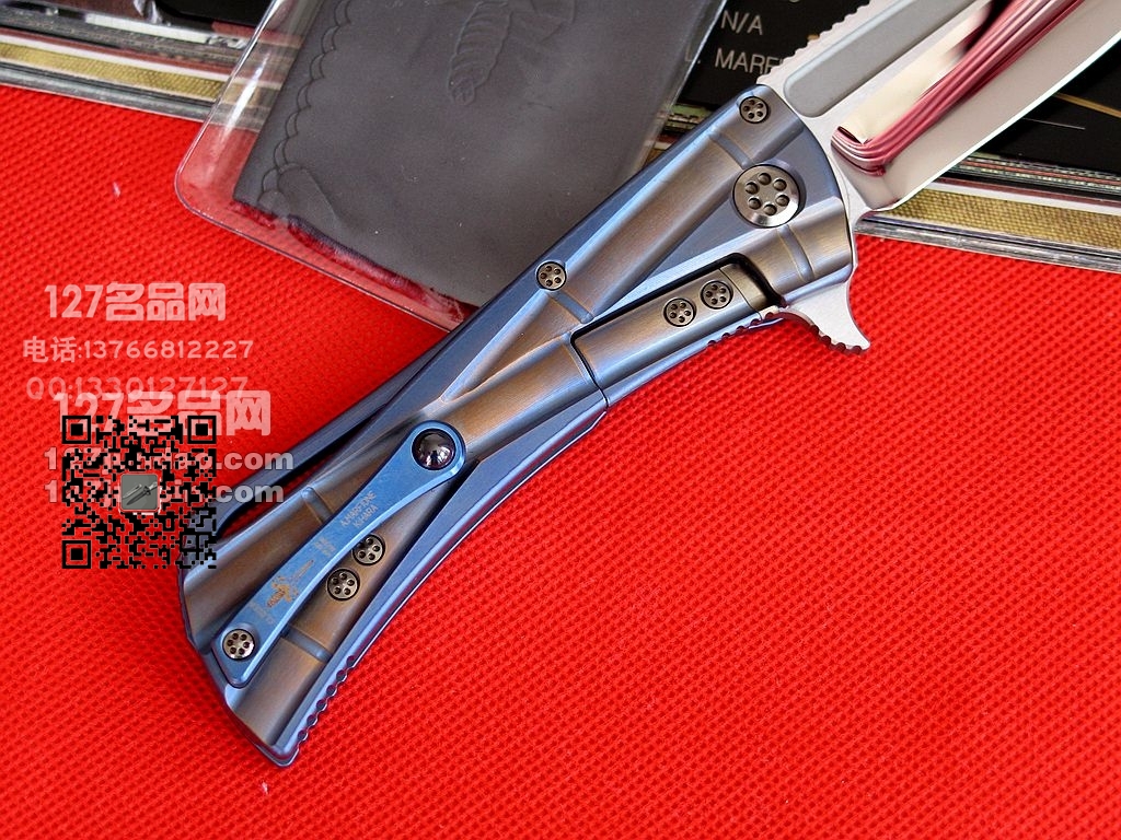 美国微技术MICROTECH终结者 双色竹节钛柄手工镜面定制版折刀 
