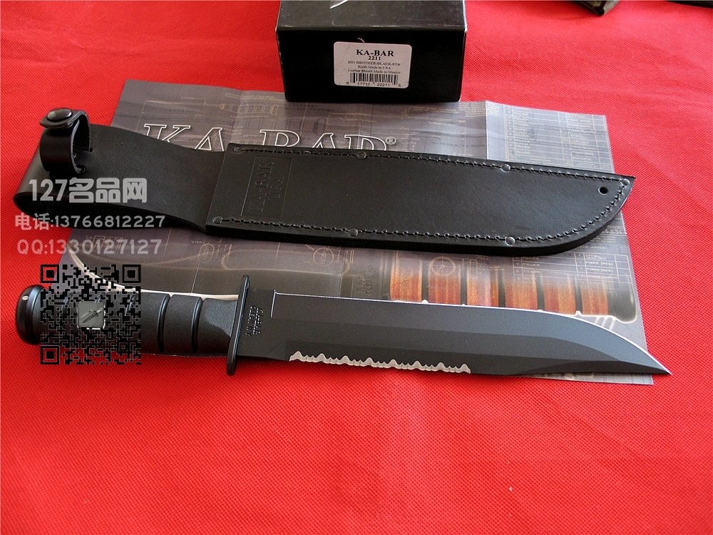  美国卡巴KA-BAR  2211独裁者 带有背齿大型战术直刀