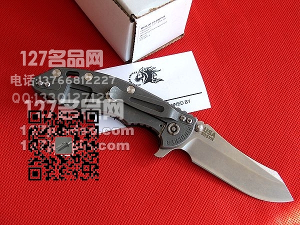 美国hinderer XM-18手工钛柄石洗折刀