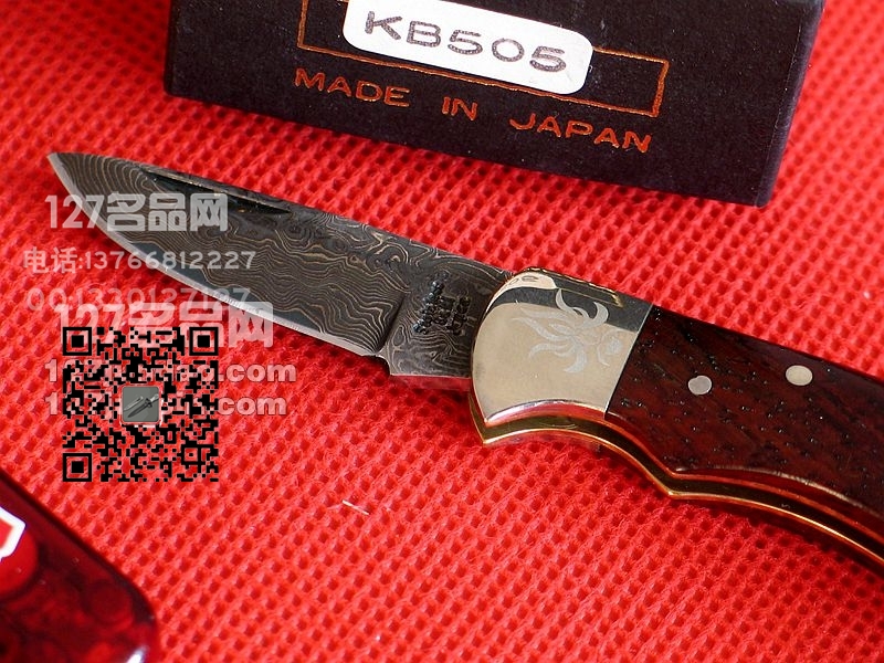 日本Kanetsune 关兼常KB-505小粹 大马士革折小叠刀 
