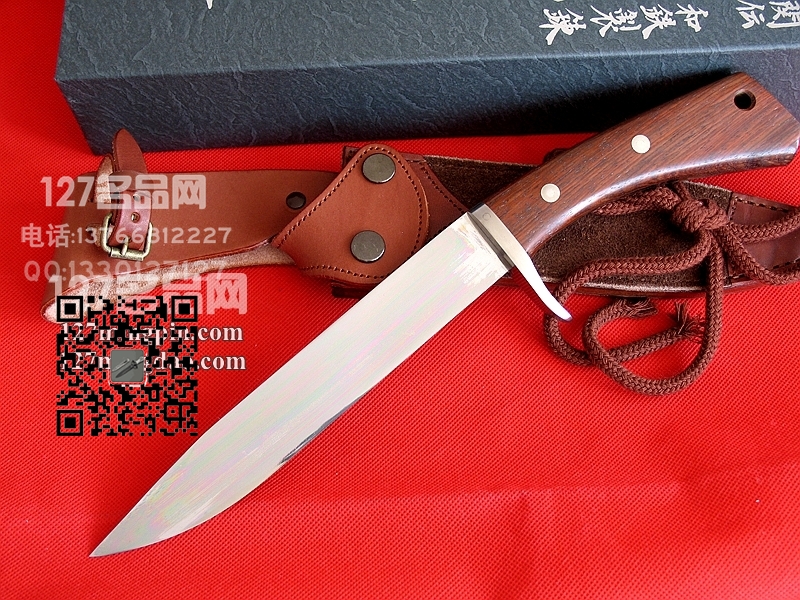 Kanetsune关兼常 KB-143魔鬼利 青纸钢黄檀木柄猎刀