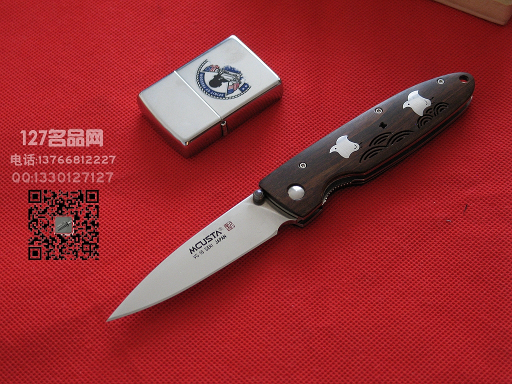 日本MCUSTA传世家徽LMC-1306千鸟限量版 檀木镶嵌鸟柄折刀 日本MCUSTA传世家徽LMC-1306千鸟限量版 檀木镶嵌鸟柄折刀
