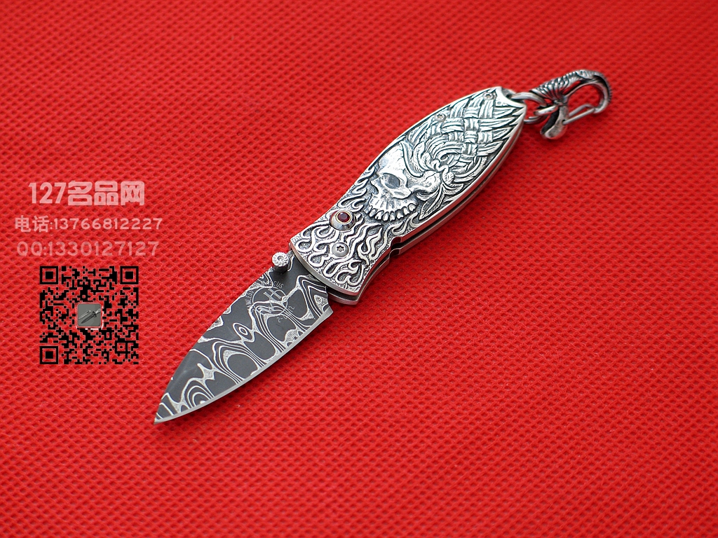 William Henry威廉亨利B02YORICK纯银雕骷髅吊坠刀 饰品项链刀 William Henry威廉亨利B02YORICK纯银雕骷髅吊坠刀 饰品项链刀
