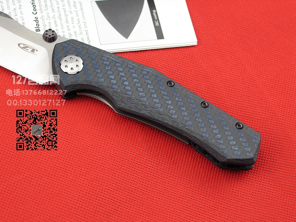 美国ZT零误差 0850BLUE CF碳纤维柄CPM 20CV钢战术刀