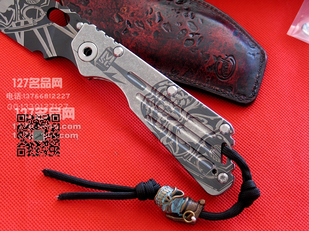 美国挺进者Strider SMF米克定制CTS 204P钢钛金属柄手工刀 军刀