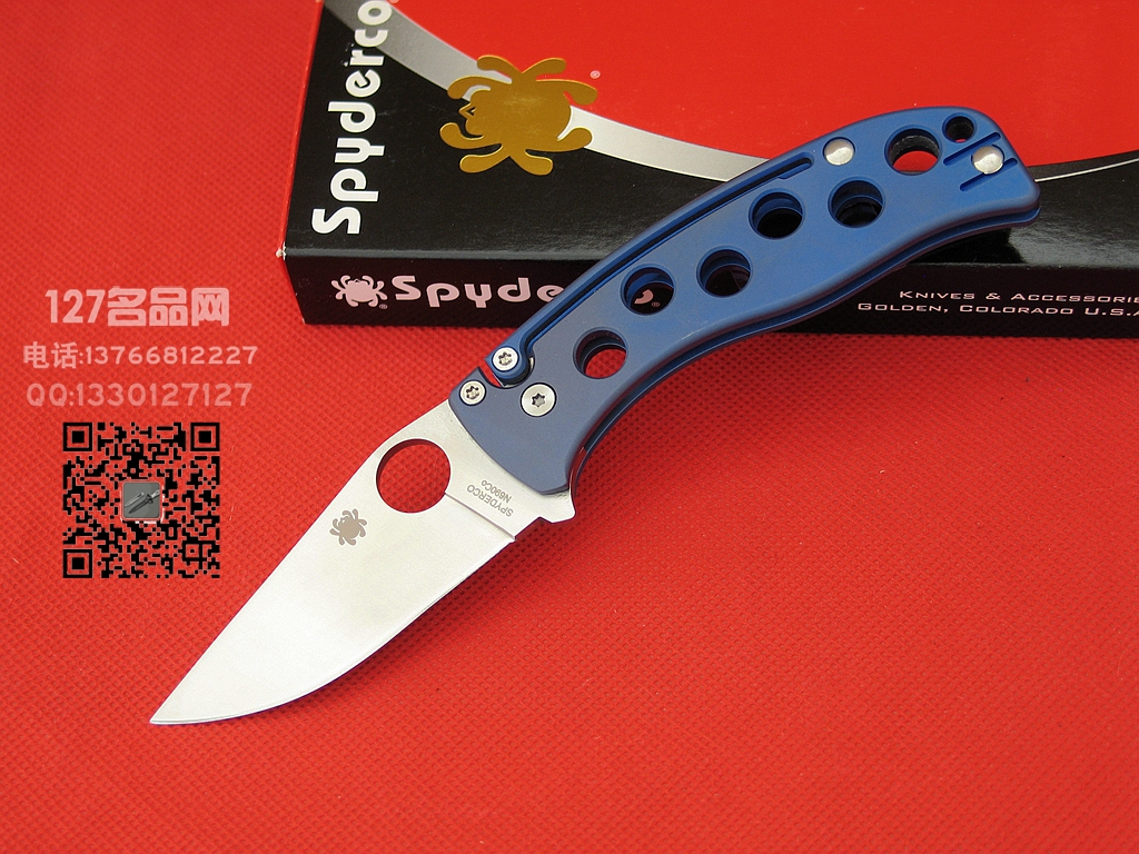 Spyderco 美国蜘蛛C192TIBLP N690钢 蓝色钛柄 Spyderco 美国蜘蛛C192TIBLP N690钢 蓝色钛柄