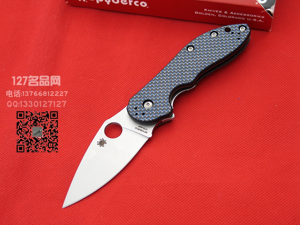 Spyderco蜘蛛 C172蓝色碳纤维 高性能折刀 Spyderco蜘蛛 C172蓝色碳纤维 高性能折刀