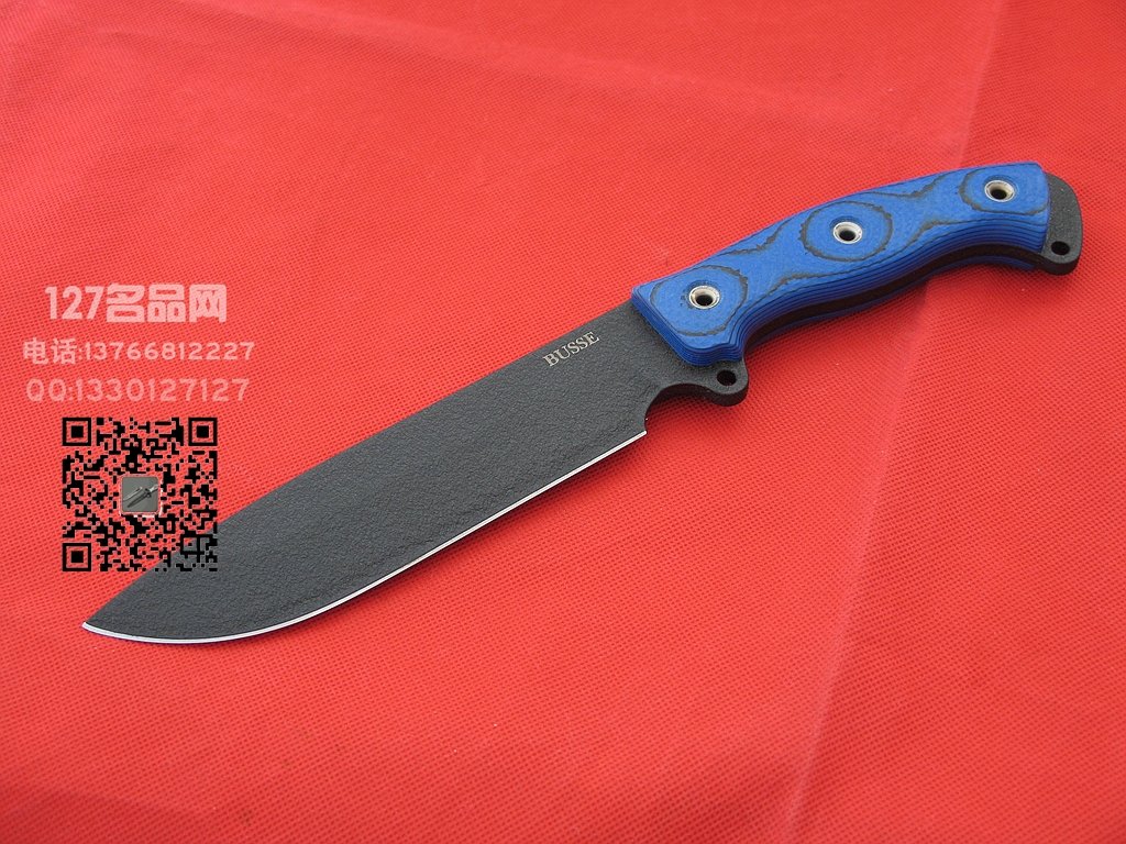 美国巴斯Busse SHE战斗刀 INFI篮色米卡塔柄 127名品网 美国巴斯Busse SHE战斗刀 INFI篮色米卡塔柄 127名品网