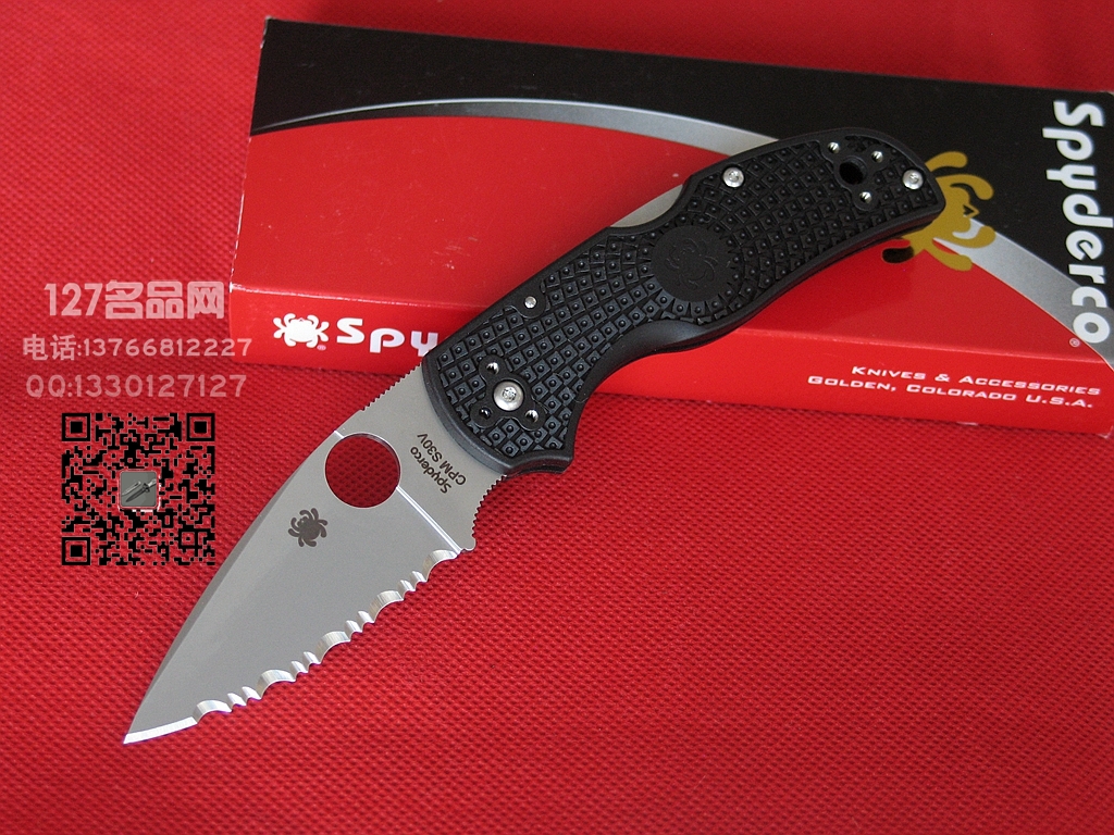 美国蜘蛛SPYDERCO C41SBK5全齿战术折刀 五代经典战术军刀 美国蜘蛛SPYDERCO C41SBK5全齿战术折刀 五代经典战术军刀