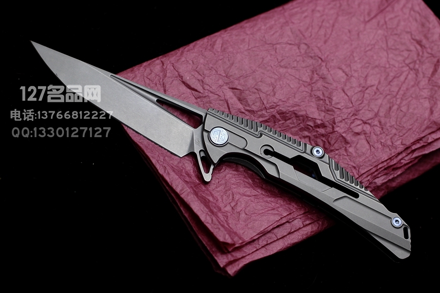 Rike Knife M2 S35VN刃材 钛合金一体框架锁 鱼鳍快开折刀