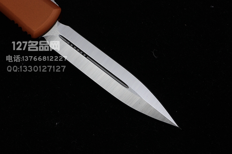 美国微技术Microtech 双锋拉丝缎面 超智橘色手柄直跳
