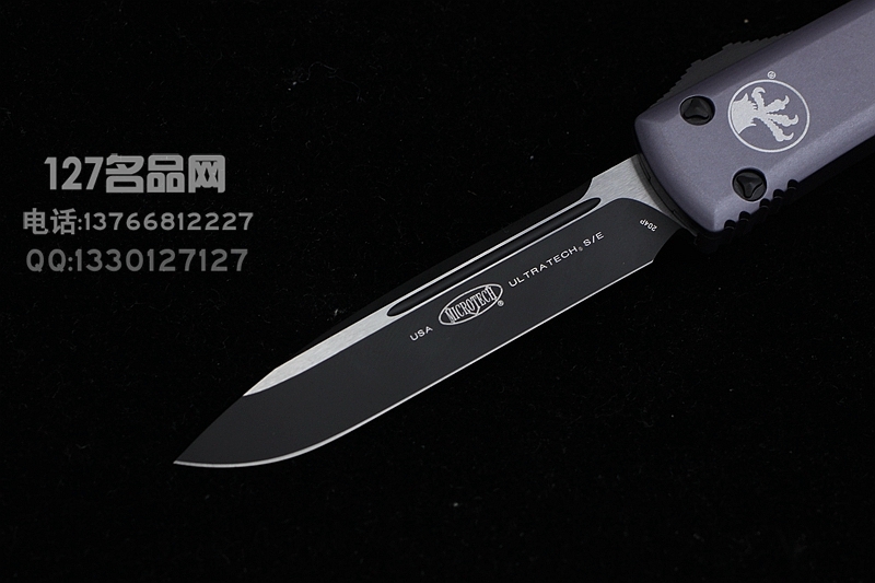 美国微技术Microtech 121-1GY灰色手柄单锋直跳