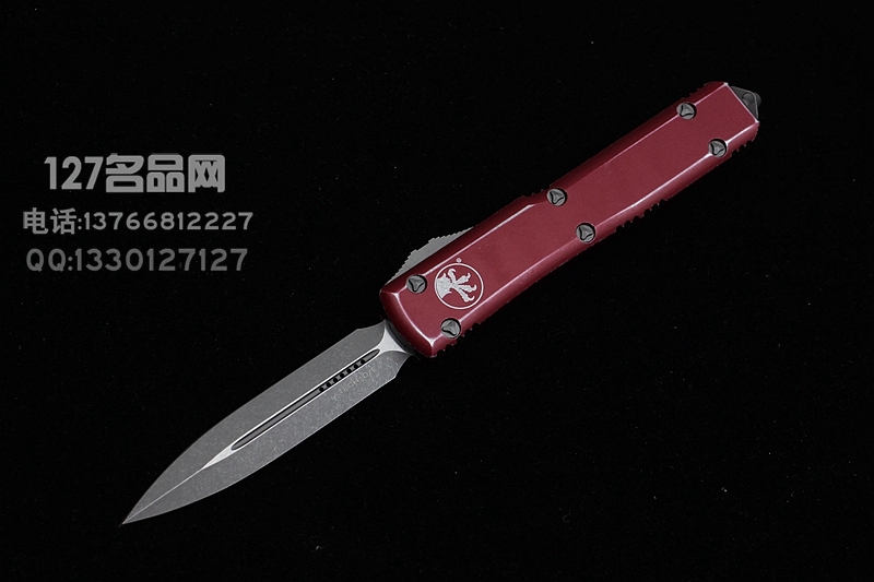 美国微技术Microtech 122-10DRD做旧天启红色柄双锋直跳 美国微技术Microtech 122-10DRD做旧天启红色柄双锋直跳