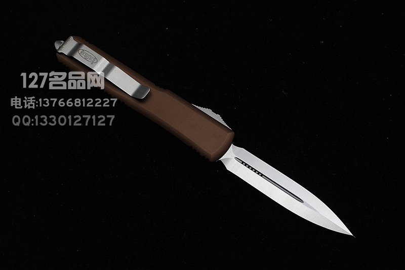 美国微技术Microtech 122-4TA缎面棕褐色柄双锋直跳
