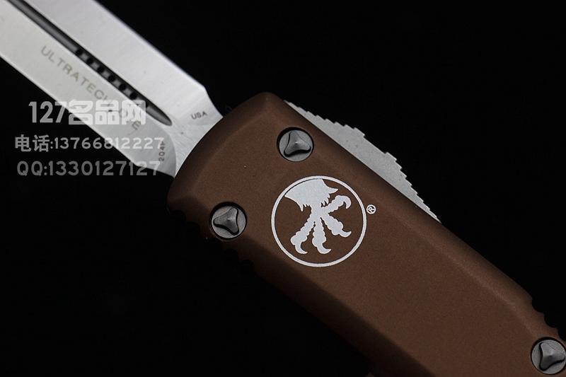 美国微技术Microtech 122-4TA缎面棕褐色柄双锋直跳