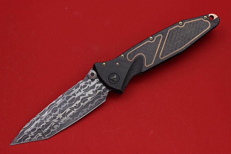Microtech美国微技术 手工剑标 SOCOM 大马士革折刀 NYCKS展品 Microtech美国微技术 手工剑标 SOCOM 大马士革折刀 NYCKS展品