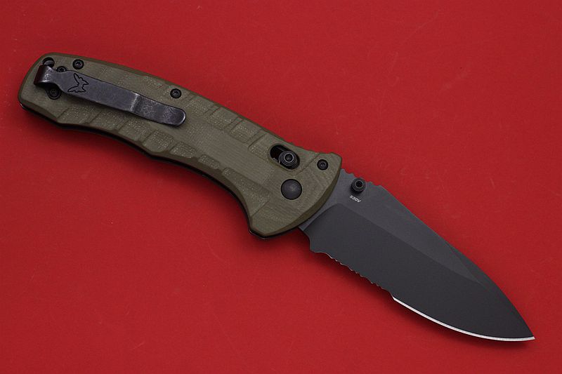 Benchmade 美国蝴蝶 980SBK CPM-S30V钢 OD色G10柄长途旅行战术半齿